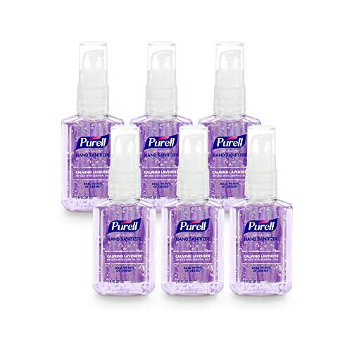 Purell Advanced Hand Sanitizer Gel Infused with Essential Oils, Calming Lavender, 2 fl oz Travel-Size Pump Bottle (Pack of 6), 3905-04-EC