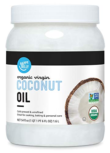 Amazon Brand - Happy Belly Organic Unrefined Virgin Coconut Oil, 54 Fl Oz (Previously Solimo)