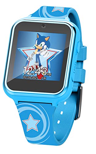 Accutime Kids SEGA Sonic The Hedgehog Blue Educational Touchscreen Smart Watch Toy for Boys, Girls, Toddlers - Selfie Cam, Learning Games, Alarm, Calculator, Pedometer (Model: SNC4133AZ)