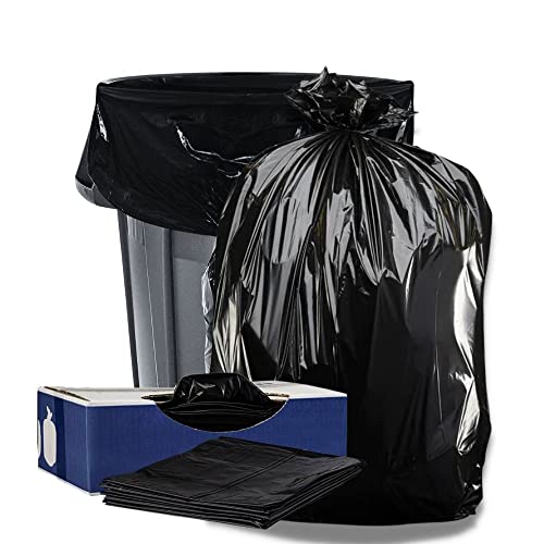 Plasticplace 55-60 Gallon Trash Bags, 1.0 Mil, Black Heavy Duty Garbage Can Liners, 38” x 58”, 100 Count (Pack of 1)