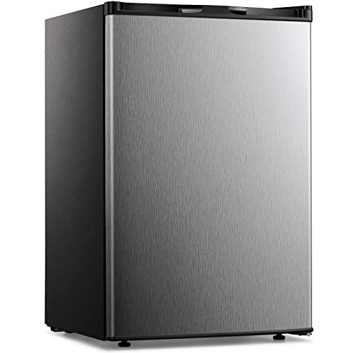 Kismile Upright Freezer,3.0 Cu.ft Mini Freezer with Reversible Single Door,Removable Shelves,Small Freezer with Adjustable Thermostat for Home/Dorms/Apartment/Office (Stainless Steel)