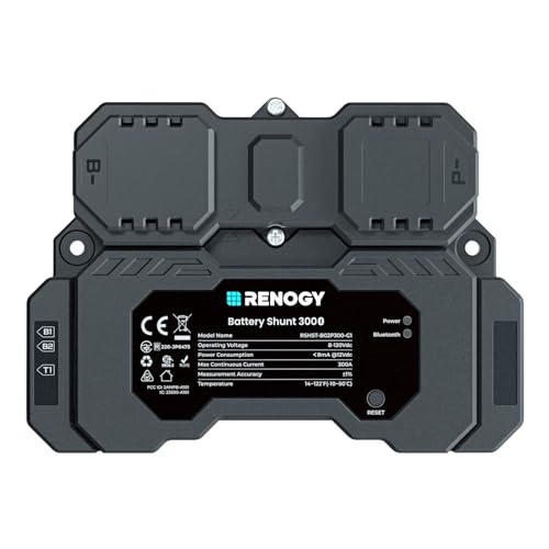 Renogy Battery Shunt 300, Remote Battery Monitoring, Range 8V-120V up to 500A, High Precision Current Sensor, Compatible Lead Acid, LFP, Li-ion, and Ni-MH Batteries