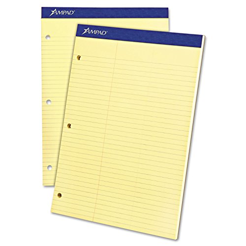 Ampad 20245 Double Sheets Pad, Law Rule, 8 1/2 x 11 3/4, Canary, 100 Sheets