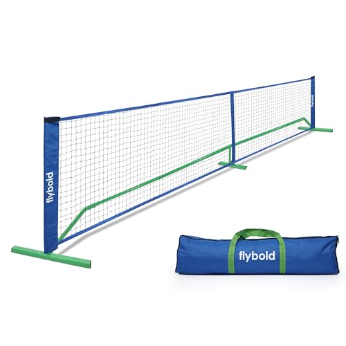 flybold Pickleball Nets | Portable Net Regulation Size Equipment Lightweight Sturdy Interlocking Metal Posts with Carrying Bag for Indoor Outdoor Pickle Ball Game Court | Full Court Size- 22ft