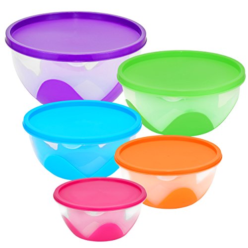 Southern Homewares Nested & Stackable Bowll Food Storage Containers, 5 Piece Silicone Plastic Multi-Purpose Set