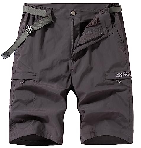 Vcansion Men's Cargo Quick Dry Shorts Outdoor Hiking Shorts for Men Camping Golf Tactical Travel Shorts for Fishing Casual Dark Grey US 34