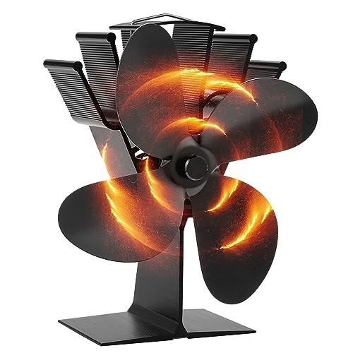 COMBIUBIU Wood Stove Fan 4 Blade Fireplace Fan for Wood Burning Stove,Heat Powered Stove Fan Komin Log Wood Stove Accessories,Silent Operation Circulating Warm Air(Non Electric)