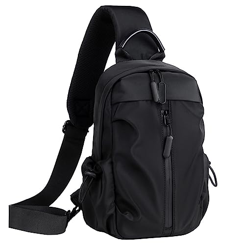 Crossbody Sling Backpack Sling Bag for Men Women, Small Chest Bag Daypack Fanny Pack Cross Body Bag for Hiking Traveling Outdoors - Black