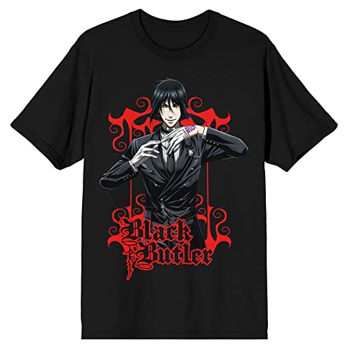 Bioworld Black Butler Sebastian Michaelis Anime Men's Black T-Shirt Tee Shirt | Large