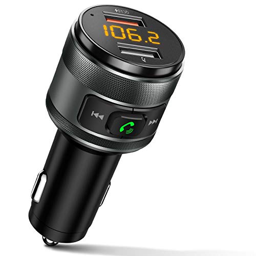 Bluetooth 5.3 FM Transmitter for Car, 3.0 Wireless Bluetooth FM Radio Adapter Music Player FM Transmitter/Car Kit with Hands-Free Calling and 2 USB Ports Charger Support USB Drive