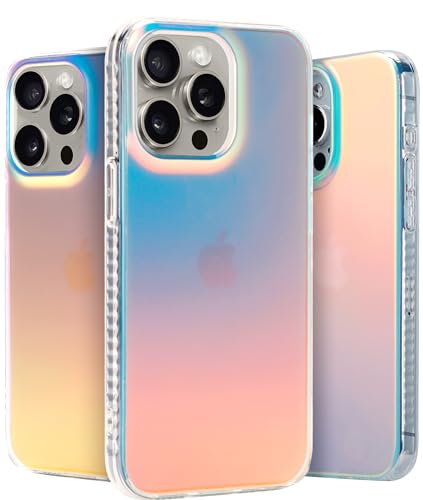 LONLI Hue - for iPhone 15 Pro Max Case - Holographic Iridescent Phone Case with [4 Airbag Cushioned Corners] - Cute, Unique and Aesthetic Shockproof Cover for Women and Girls (2023)