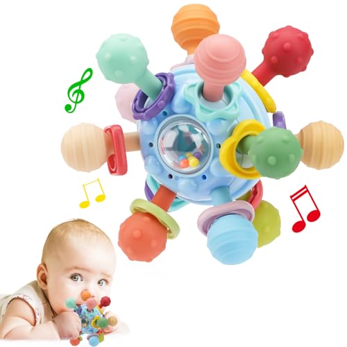 Baby Montessori Sensory Toys for 0-6 6-12 Months, Food Grade Teething Toys for Babies 0 3 6 9 12 18 Months, Newborn Infant Learning Developmental Toys Gifts for 1 2 Year Old Boys Girls