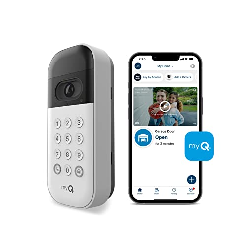 myQ Smart Garage Door Video Keypad with Wide-Angle Camera,Customizable PIN Codes,and Smartphone Control–Take Charge of Your Garage Access Works with Chamberlain, LiftMaster and Craftsman openers,White