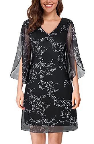 SeSe Code Wedding Guest Dresses for Women 2023 Wedding Guest Elegantes Spring Summer Dress Casual Formal Party Evening Cocktail Cruise Bridesmaid Ladies Mother Womens Flattering Clothes Black XL