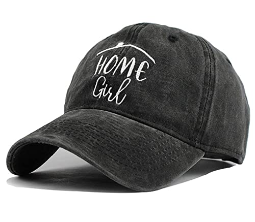 LOKIDVE Home Girl Baseball Cap Embroidered Washed Cotton Realtor Hat for Real Estate Agent Black