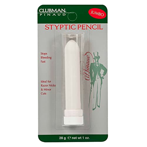 Clubman Jumbo Styptic Pencil, Treat and Seal Shaving Cuts Instantly, Anti-hemorrhaging Stick, First Aid Device, White, 1 oz