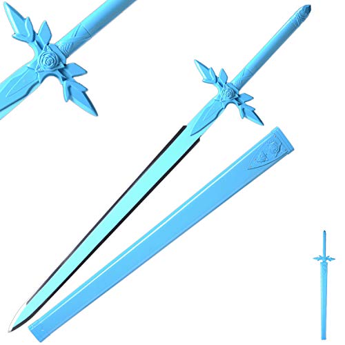 Sword fort Carbon Steel SAO Kirito Sword Real Metal Handmade Katana Anime Cosplay Props,Stainless Steel -Blue Rose