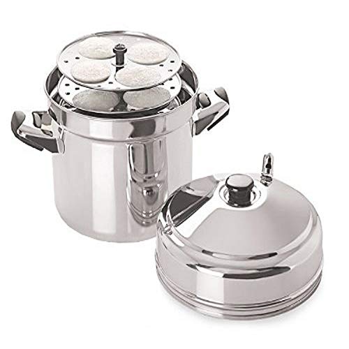 Tabakh IC-206 6-Rack Stainless Steel Idli Cooker with Strong Handles, Makes 24 Idlis,Silver,Large