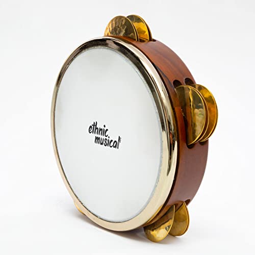 Professional Riq Riqq Fiber Skin Hammered Brass Cymbals Internal Tuning DEL-301 Tambourine With case