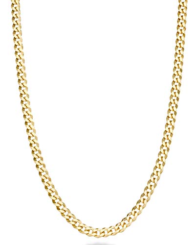 Miabella Italian Solid 18k Gold Over 925 Sterling Silver 3.5mm Diamond Cut Cuban Link Curb Chain Necklace for Women Men, Made in Italy (Length 26 Inches)