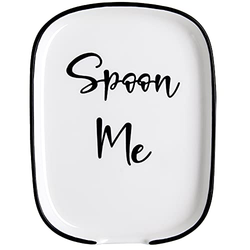 Ceramic Spoon Rest for Stove Top, Large Spoon Holder, Spoon Rest for Kitchen Counter, White Coffee Spoon Rest, Heat-Resistant Cooking Utensil Rest, Modern Farmhouse Kitchen Décor