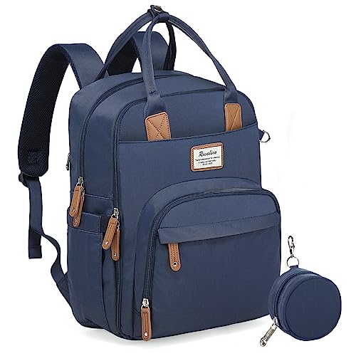 RUVALINO Diaper Bag Backpack, Multifunction Travel Back Pack Maternity Baby Changing Bags, Diaper Changing Totes, Waterproof and Stylish, Navy Blue