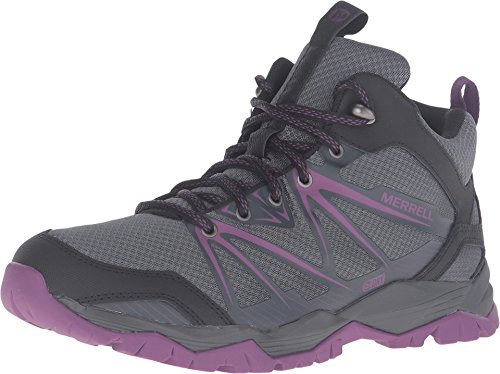 Merrell Women's Capra Rise Mid Waterproof Hiking Boot, Grey/Purple, 9 M US