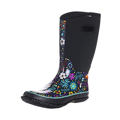 WTW Mid Calf Rain Boots for Women - Waterproof Insulated Neoprene Mud Boots Outdoor Hunting Garden Boots