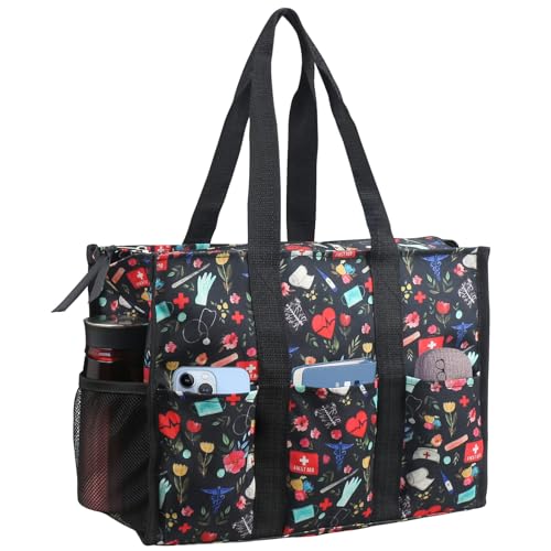 ABAMERICA Nurse Bags for Work Nursing Bag Multiple Pockets Waterproof Organizing Zip Top Clinical Bag for Nursing Students