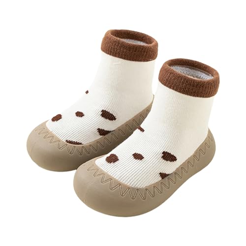 Bblulu Baby Rubber Sole Non-Skid Walking Sock Shoes Indoor/Outdoor Sock Shoes Anti Slip Sock Shoes for Toddler Pre Walker White