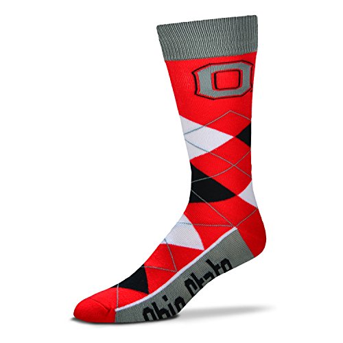 For Bare Feet NCAA Ohio State Buckeyes Argyle Line Up Dress Sock Team Color OSFM