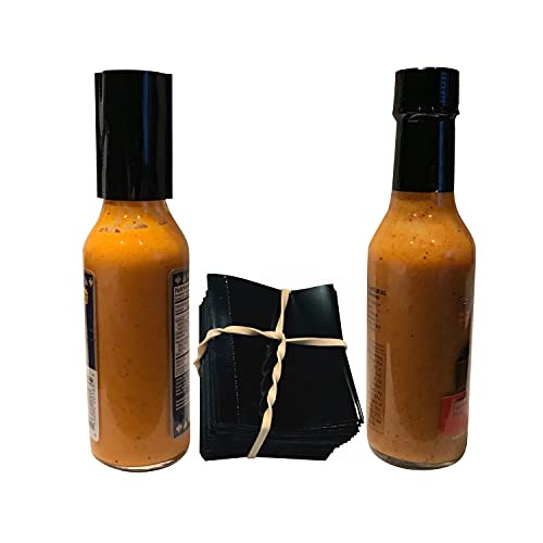 45 x 52 mm BLACK Perforated Shrink Band for Hot Sauce Bottles and Other Liquid Bottles Fits 3/4' to 1' Diameter - Pack of 250