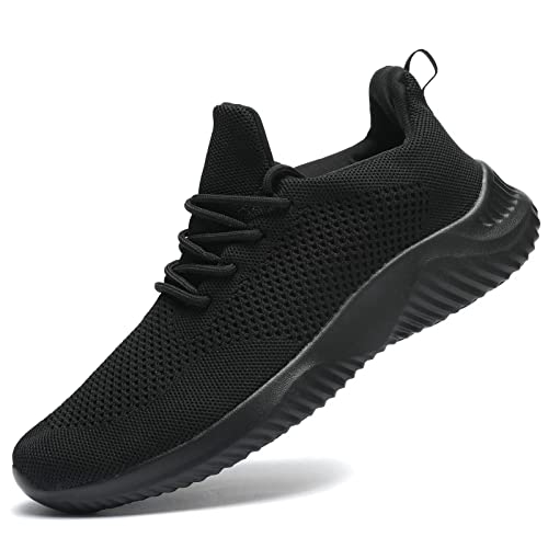 Wrezatro Men's Slip on Walking Shoes Ultra Light Breathable Non Slip Running Shoes Casual Fashion Sneakers Mesh Workout Sports Full Black