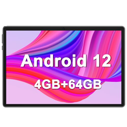 Android Tablet, 10.1 Inch Android 12 Tablet with 8000mAh Battery, 4GB RAM 64GB ROM, 1TB Expand, Google GMS Certified, HD Screen, Dual Camera, WiFi, Bluetooth