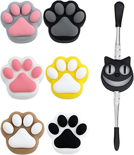 YHSWE Silicone Containers Cat Paw Silicone Wax Container with Cat Head Shape Carving Tool 6PCS 3ML Assorted Colors
