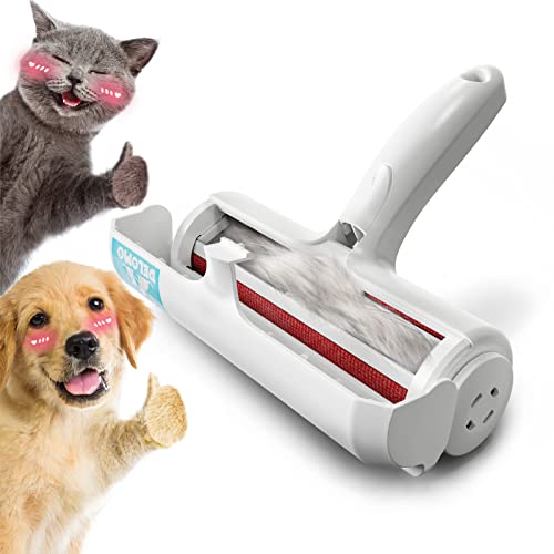 DELOMO Pet Hair Remover - Lint Roller for Pet Hair - Cat and Dog Hair Remover for Couch, Furniture, Carpet, Car Seat, Reusable Roller W/Self-Cleaning Base - Upgraded Animal Fur Removal Tool