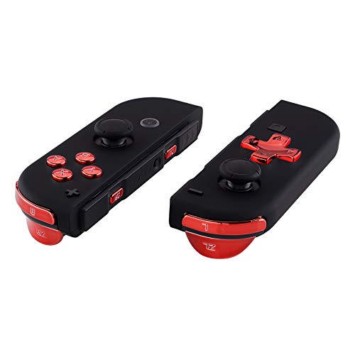 Chrome Red D-pad ABXY Keys SR SL L R ZR ZL Trigger Buttons Springs, Replacement Full Set Buttons Fix Kits for Nintendo Switch & Switch Oled Joycon (D-pad ONLY Fits for eXtremeRate Joycon D-pad Shell)