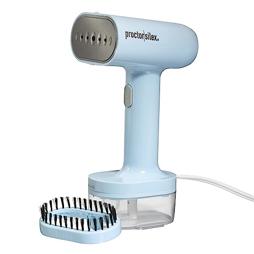 Proctor Silex Compact Travel Iron & Garment Steamer for Clothes, Ready in 45 Seconds for 7 Minutes of Continuous Use, Portable and Lightweight, Vacation Essentials, 120 ml Water Tank, Blue