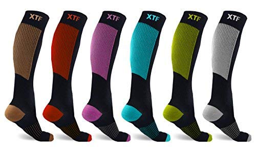 Extreme Fit Copper Compression Socks for Men & Women - made for running, athletics, pregnancy and travel - 6 Pair (Small/Medium)