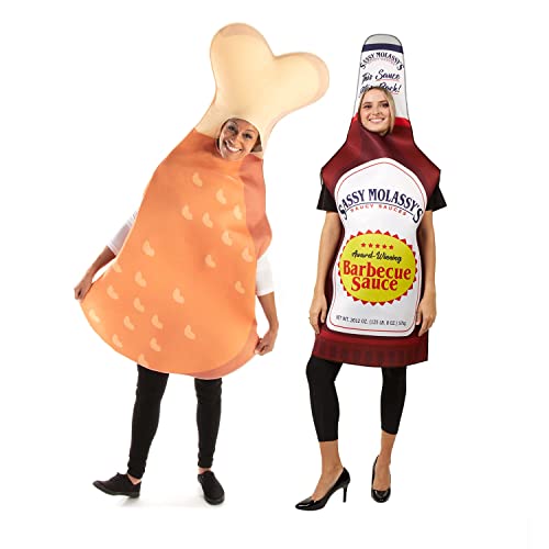 BBQ Chicken Halloween Couples Costume - Funny Food & Condiment Mascot Outfits