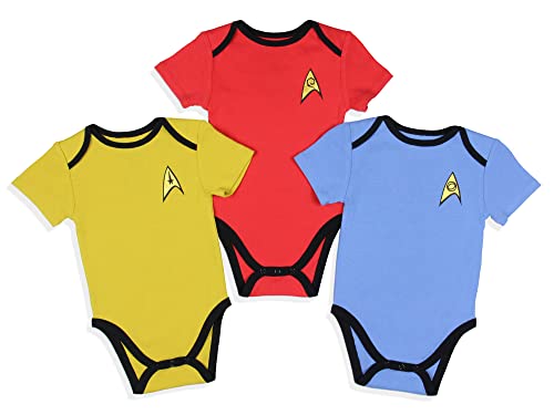 Star Trek Infant Boys' Primary Colors Crew Uniform Red Gold Blue Sleeper 3 Pack Sleep Pajama (3 Months)