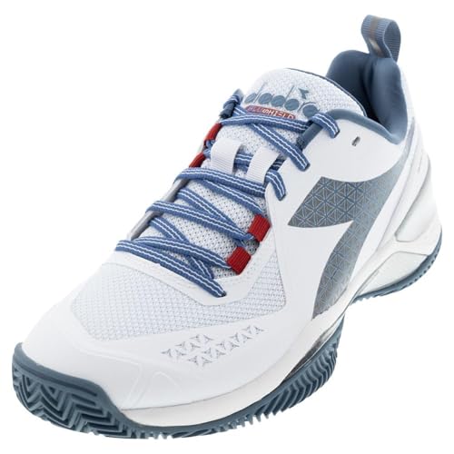 Diadora Blushield Torneo 2 Clay Men Shoes (White/Oceanview/Salsa) (White/Oceanview/Salsa, US Footwear Size System, Adult, Men, Numeric, Medium, 10.5)