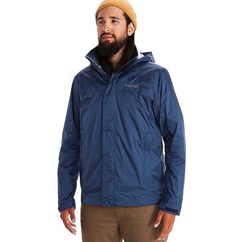 MARMOT Men's Precip Eco Jacket | Lightweight, Waterproof Jacket for Men, Ideal for Hiking, Jogging, and Camping, 100% Recycled Arctic Navy, Large