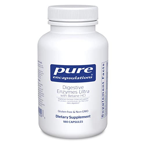 Pure Encapsulations Digestive Enzymes Ultra with Betaine HCl - Vegetarian Digestive Enzyme Supplement to Support Protein, Carb, Fiber, and Dairy Digestion* - 180 Capsules