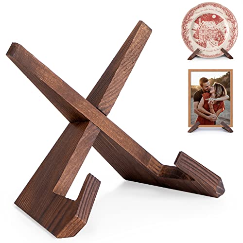 ANBOXIT Plate Stand for Display - 6.5 Inch Plate Holder Display Stand, Wooden Picture Frame Stand, Decorative Table Top Easels for Display