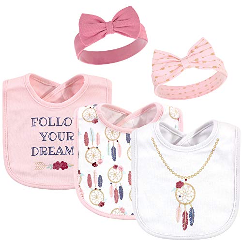 Little Treasure Baby Girl Cotton Bib and Headband Set, Dream Catcher, One Size