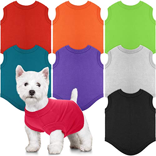 8 Pieces Dog Shirts Pet Puppy Blank Clothes Summer Soft Dog T-Shirt Breathable Dog Plain Shirts Puppy Clothes Outfit for Most Dogs Cats Puppy Pet (XS)