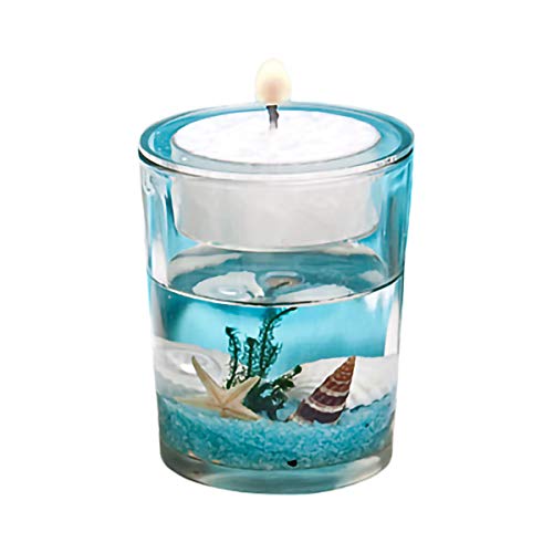 FASHIONCRAFT Stunning Beach-Themed Candle Favor, Tealight Candle Holders, with Tealight Candles - for Wedding Decorations, Party Favors, Home Décor, Blue, 5456 (1 pack)