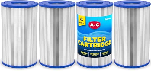 Pool Filter [Set of 4] Pool Filters Type A or C - Replacement Pool Filters for Above Ground Pools - Compatible with All Intex & Bestway Pool Filter Cartridge Pumps, Rated from 500/2,500 GPH.