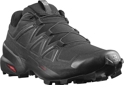 Salomon Speedcross 5 Trail Running Shoes for Men, Black/Black/Phantom, 12